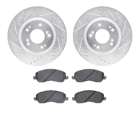 Dynamic Friction Co 7502-72042, Rotors-Drilled and Slotted-Silver with 5000 Advanced Brake Pads, Zinc Coated 7502-72042